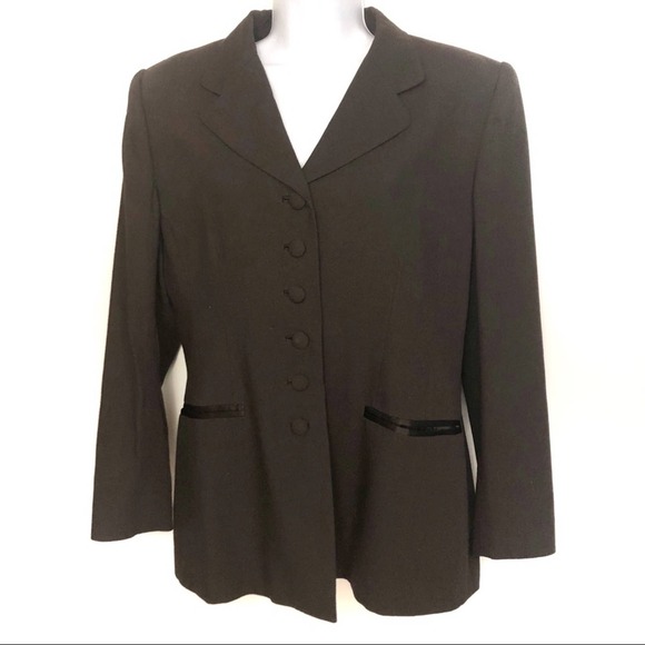 Liz Claiborne Petite Brown Wool Blend Blazer Jacket Women's Size 10 - Picture 1 of 6